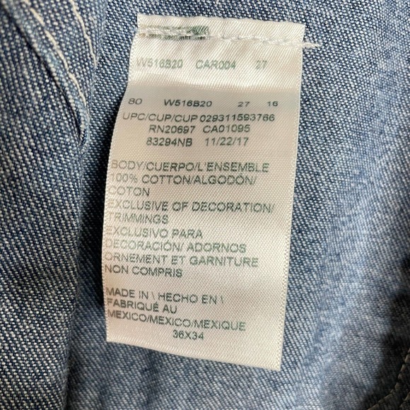 Dickies 36X34 Mens Blue Dark Wash Adjustable Strap Carpenter Overall One Piece - Picture 4 of 5